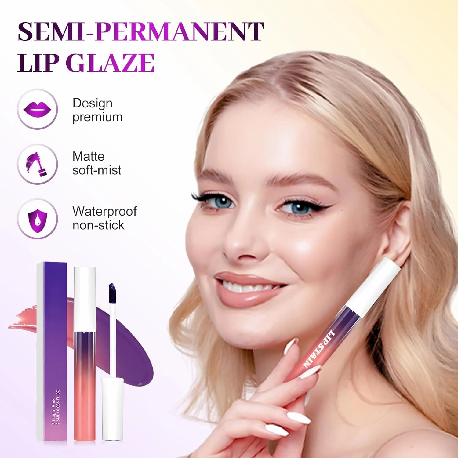 Peel Off Lip Tint, 2025 New Lip Stain Peel Off for Women, Matte High Pigment Long-lasting Waterproof Liquid Lip Gloss Makeup (3 Colors, #)