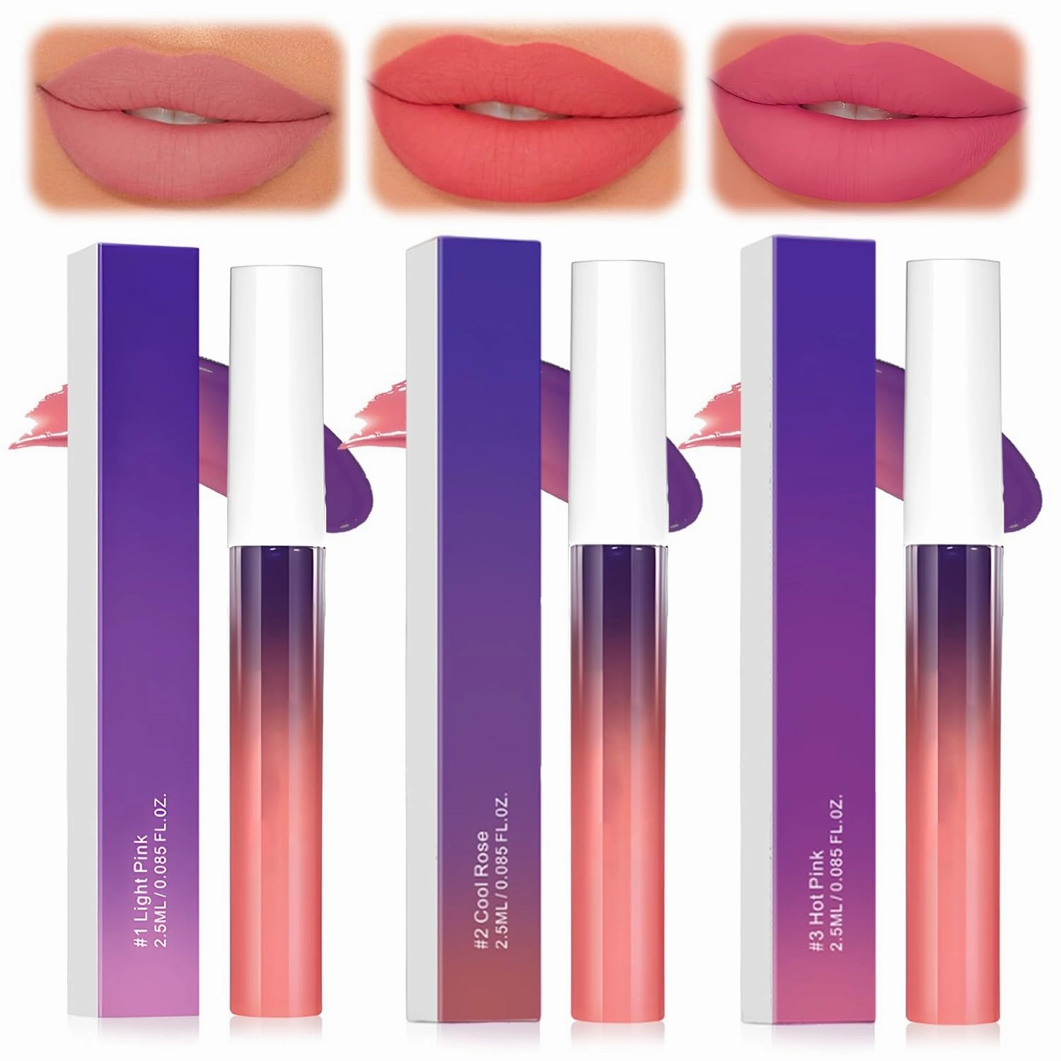 Peel Off Lip Tint, 2025 New Lip Stain Peel Off for Women, Matte High Pigment Long-lasting Waterproof Liquid Lip Gloss Makeup (3 Colors, #)