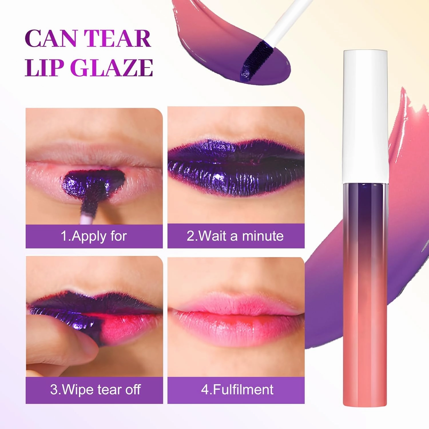 Peel Off Lip Tint, 2025 New Lip Stain Peel Off for Women, Matte High Pigment Long-lasting Waterproof Liquid Lip Gloss Makeup (3 Colors, #)