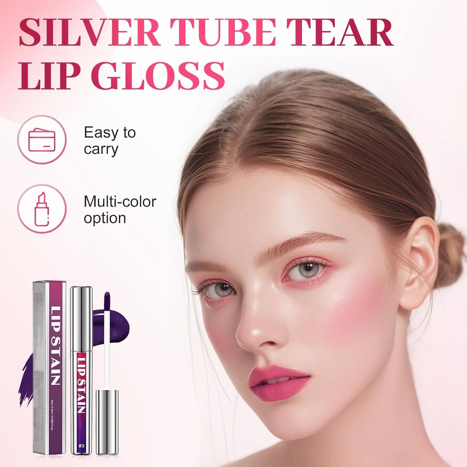 Peel Off Lip Tint, Waterproof Lip Liner Stain, Long-Lasting Matte Liquid Lipstick Gloss for Women Makeup (#02, one size)