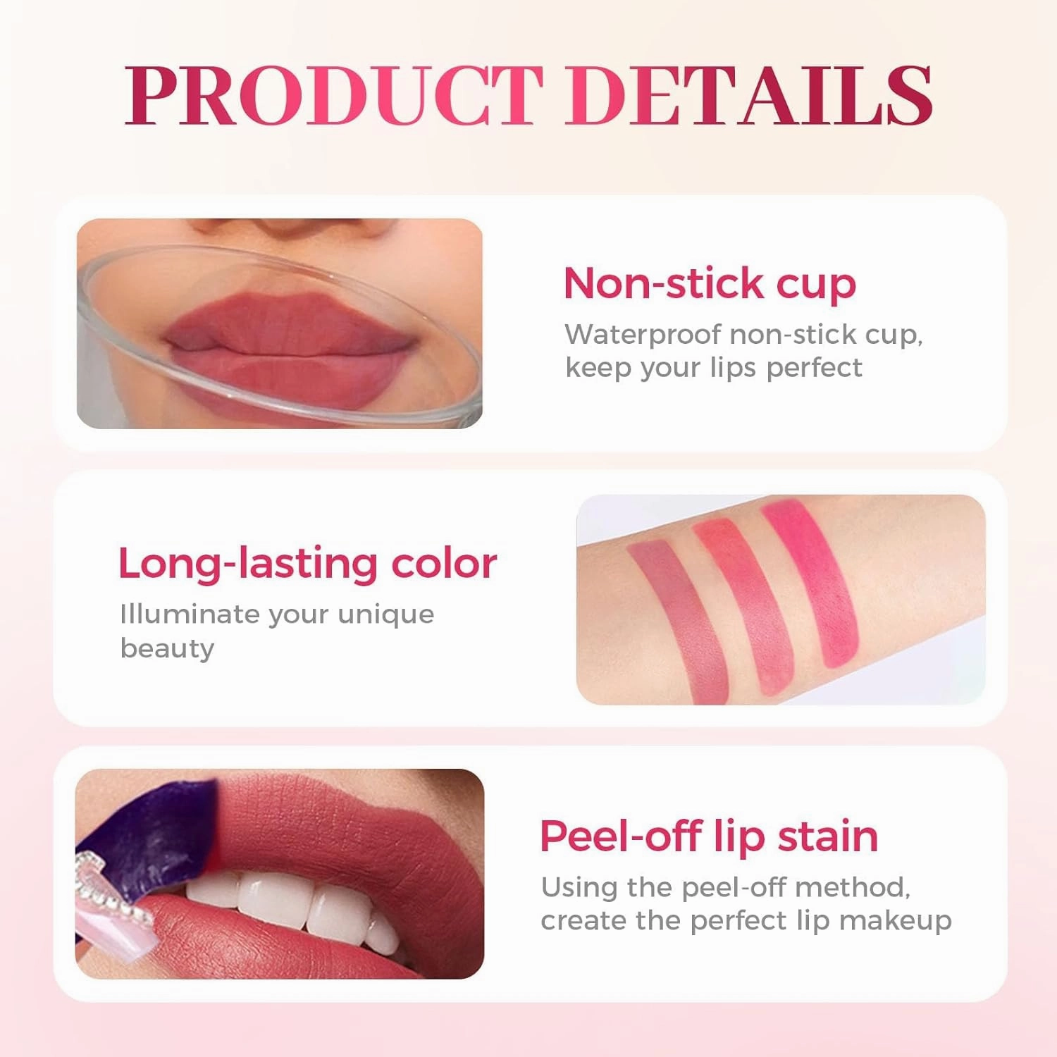 Peel Off Lip Tint, Waterproof Lip Liner Stain, Long-Lasting Matte Liquid Lipstick Gloss for Women Makeup (#02, one size)