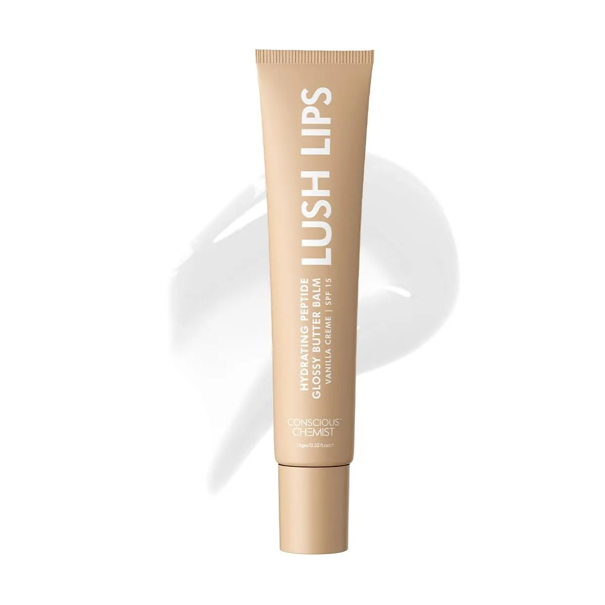 Peptide Lip Balm - Lush Lips with SPF15 | 15g | Vanilla Creme | For Dry & Chapped Lips | 24 hr Hydration & Moisturizing | for Men & Women | Sun Protection |