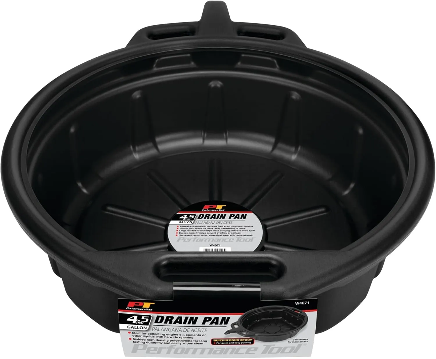 Performance Tool W4071 Black Oil Drain Pan (4.5 gallon)