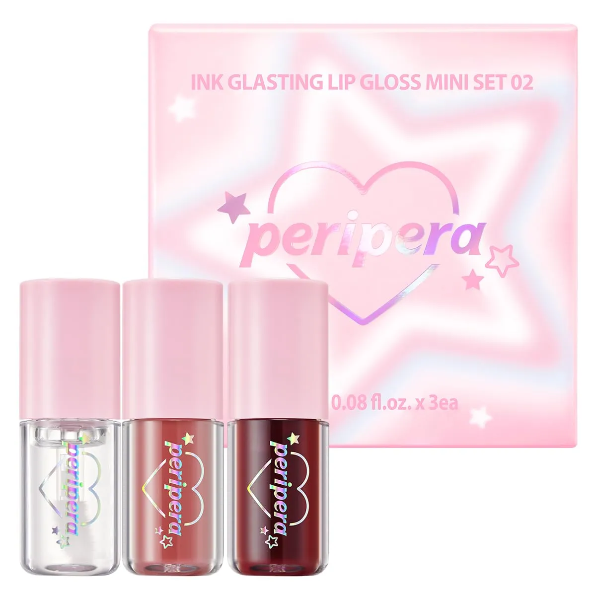 Peripera Ink Glasting Mini Gift Sets Lip Gloss (2.5ml * 3), Long-Lasting Hydration, Moisturizing Korean Lip