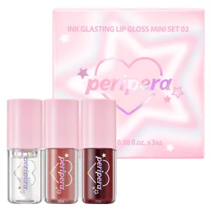Peripera Ink Glasting Mini Gift Sets Lip Gloss (2.5ml * 3), Long-Lasting Hydration, Moisturizing Korean Lip