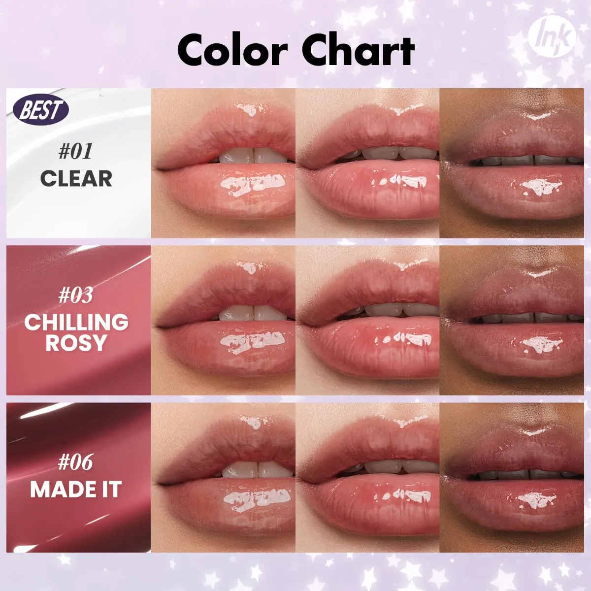 Peripera Ink Glasting Mini Gift Sets Lip Gloss (2.5ml * 3), Long-Lasting Hydration, Moisturizing Korean Lip