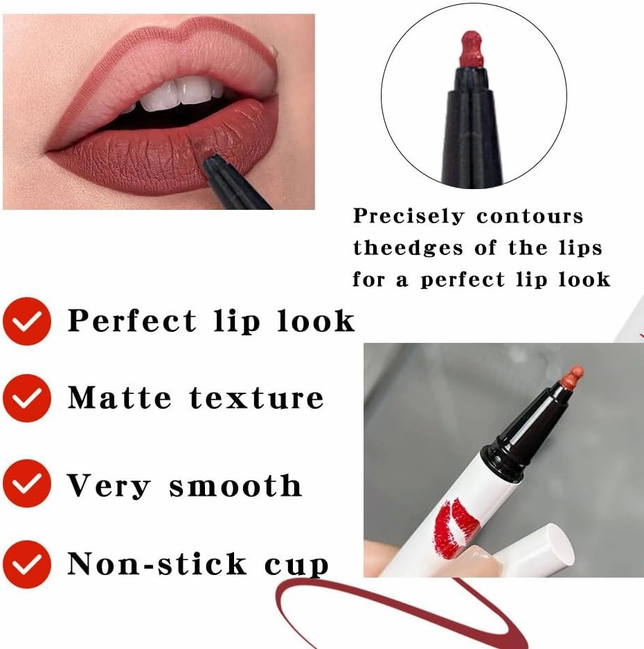Peshoriadam Lip Liner, Peshoriadm Liquid Lip Liner, Peshoriadam Longwear Liquid Lip Liner, Matte Liquid Lip Liner, 2-in-1 Waterproof Liquid Lipstick, Lip Liner Liquid-01#