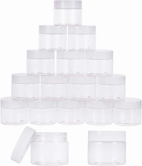 PH PandaHall 18pcs Round Clear Plastic Storage Jars, 1.76 Oz(50ml) Wide-mouth Containers with Lids for Liquid Creams Lip Balm Make Up Travel