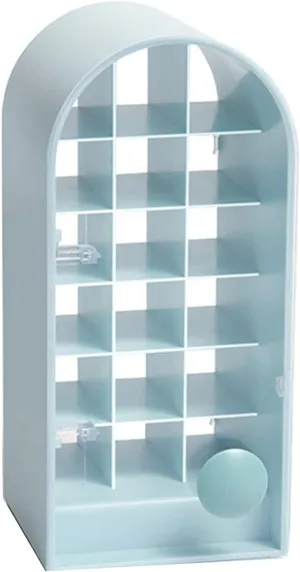 Plastic Lip Gloss Organizer, 18 Spaces Stackable Lipstick Holder Travel Perfume Organizer Makeup Stand for Office Bathroom Vanity (Blue)