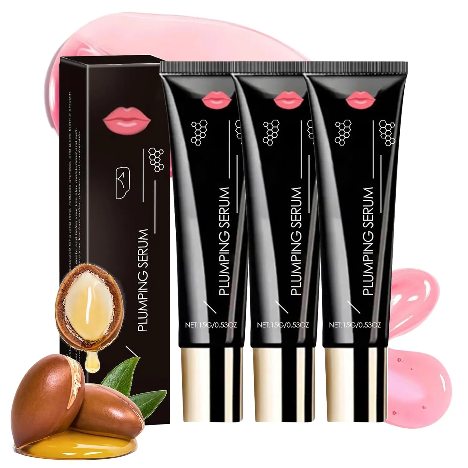 Plumpify Plumping Serum Oil, Collagen & Hyaluronic Acid Plumping Lip Serum - Anti Wrinkle Repair, Moisturizing Treatment for Dry Lips (3pcs)