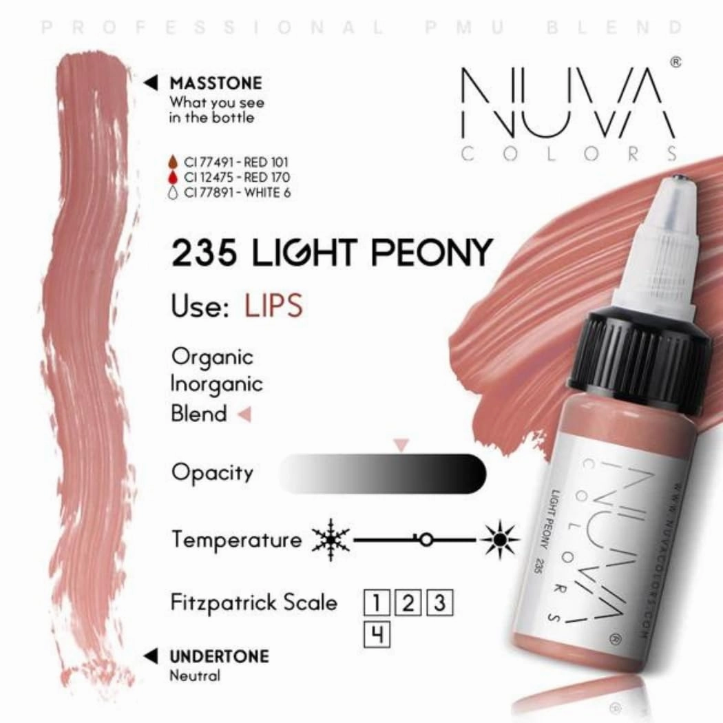 PMU Lip Pigment, Customizable, Cool Undertone for Lip Blushing & More, Vegan, Made in USA (Light Peony)