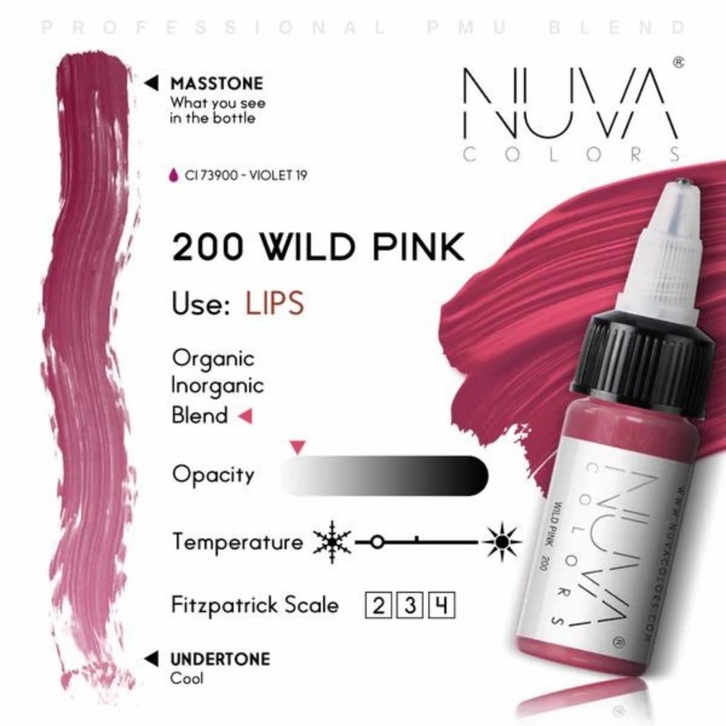 PMU Lip Pigment, Customizable, Cool Undertone for Lip Blushing & More, Vegan, Made in USA (Wild Pink)