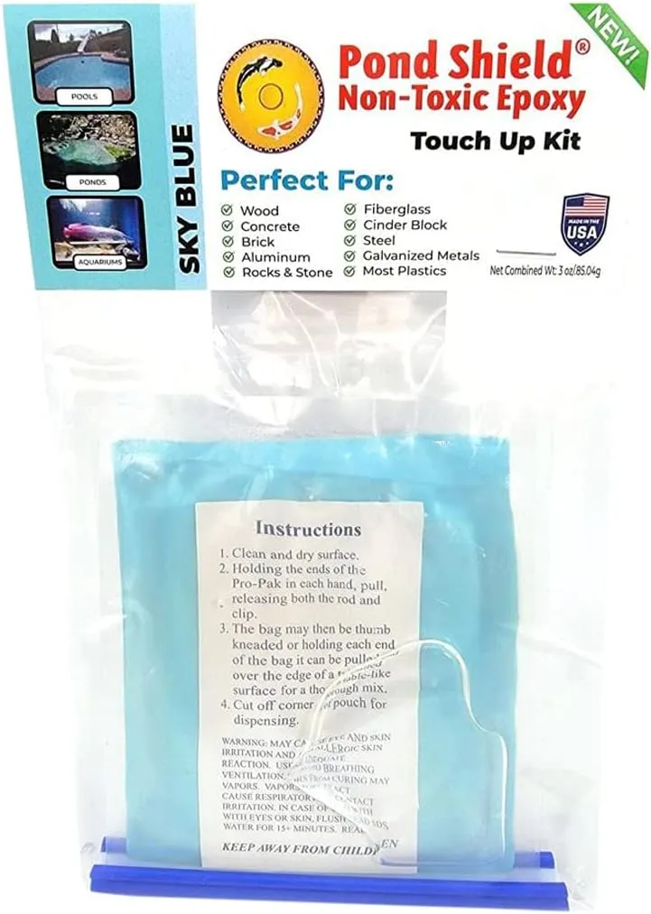 Pond Armor SKU-SBLUE-TU Pond Shield Sky Blue Touch Up Kit Non-Toxic epoxy Coating