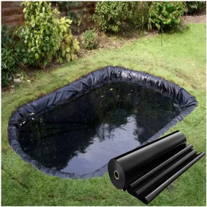 Pond Impermeable Liner, 0.12Mm Thickness HDPE Anti-UV Fish Pond Bed Liners Film, Outdoor Garden Landscaping Water Feature Membrane,Black,6x6m