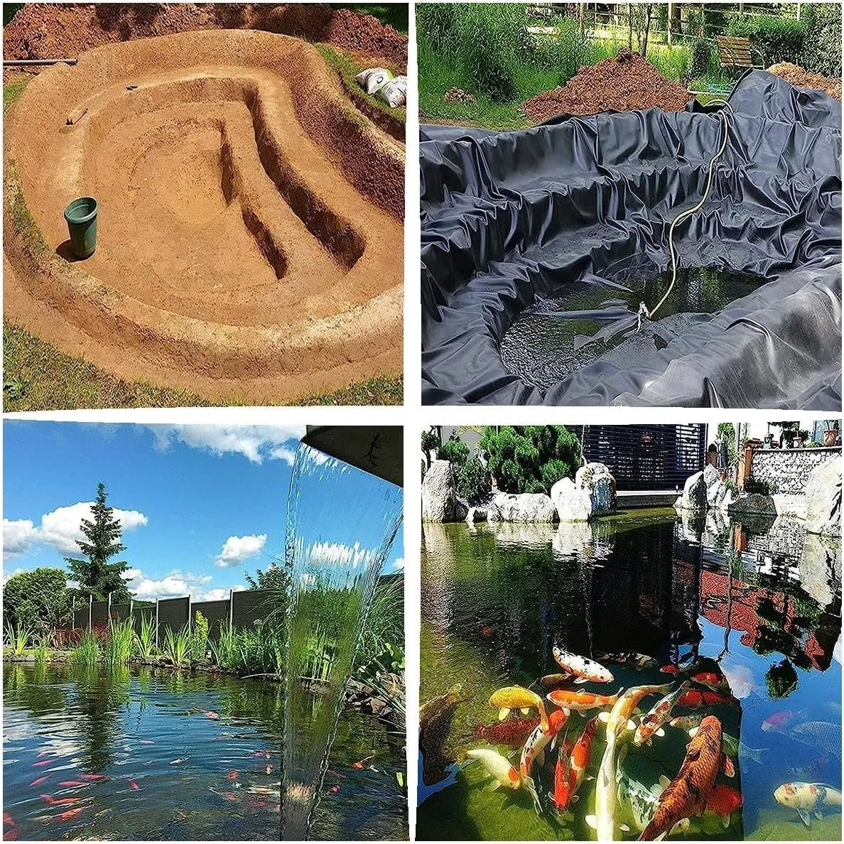 Pond Impermeable Liner, 0.12Mm Thickness HDPE Anti-UV Fish Pond Bed Liners Film, Outdoor Garden Landscaping Water Feature Membrane,Black,6x6m