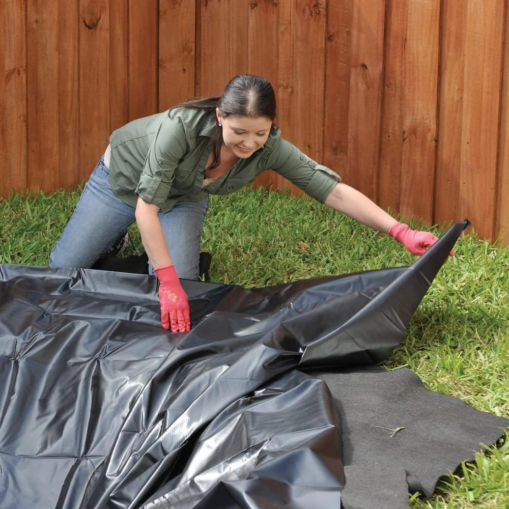 Pond Liner,10 x 10 FT PVC Fish Pond Liners for Outdoor Pond,20Mil Thickness Fish Pond Liners for Waterfall Base Water Garden Fountain Koi Fish Aquaculture Pond,Black