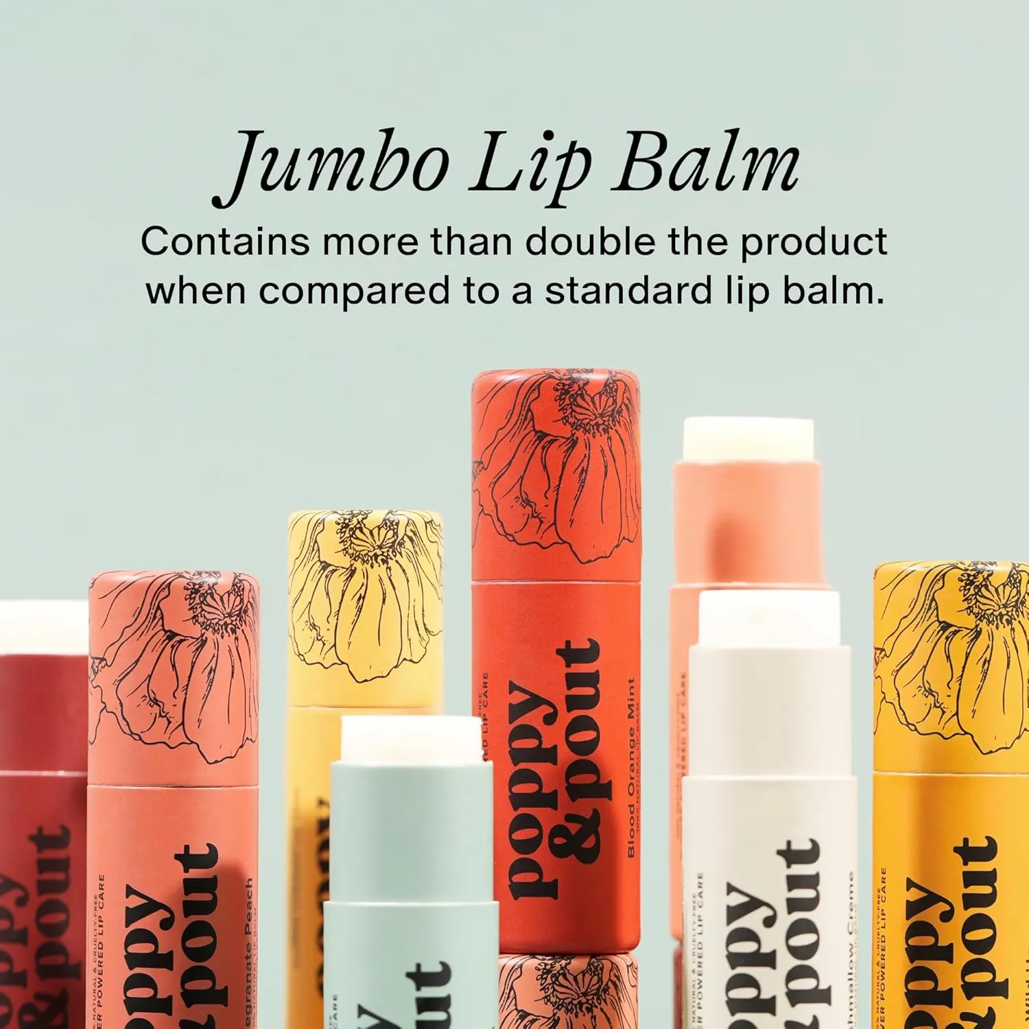 Poppy & Pout Lip Care Set | Lip Balm & Scrub | Sustainable Cardboard Tubes & Glass Jars, All Natural, Beeswax, Coconut Oil, Cruelty Free, Exfoliating & Moisturizing Lip Treatment (Sweet Mint)