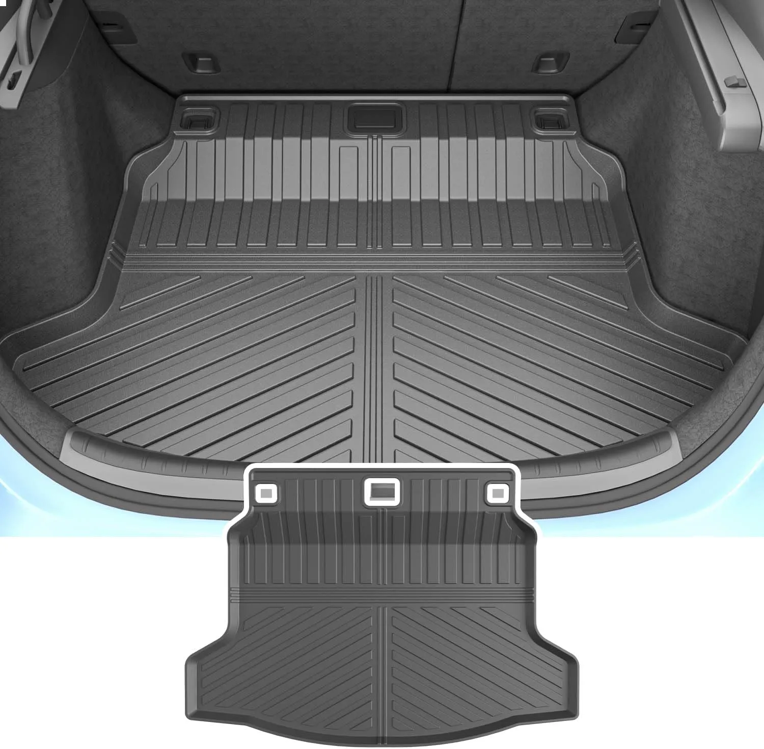 powoq Trunk Mat Compatible with 2022-2025 Honda Civic Hatchback Cargo Liner TPE Trunk Liner Cargo Mat Replacement for 2022 2023 2024 2025 Honda Civic Accessories (Fit Hatchback, Rear Trunk Mat)
