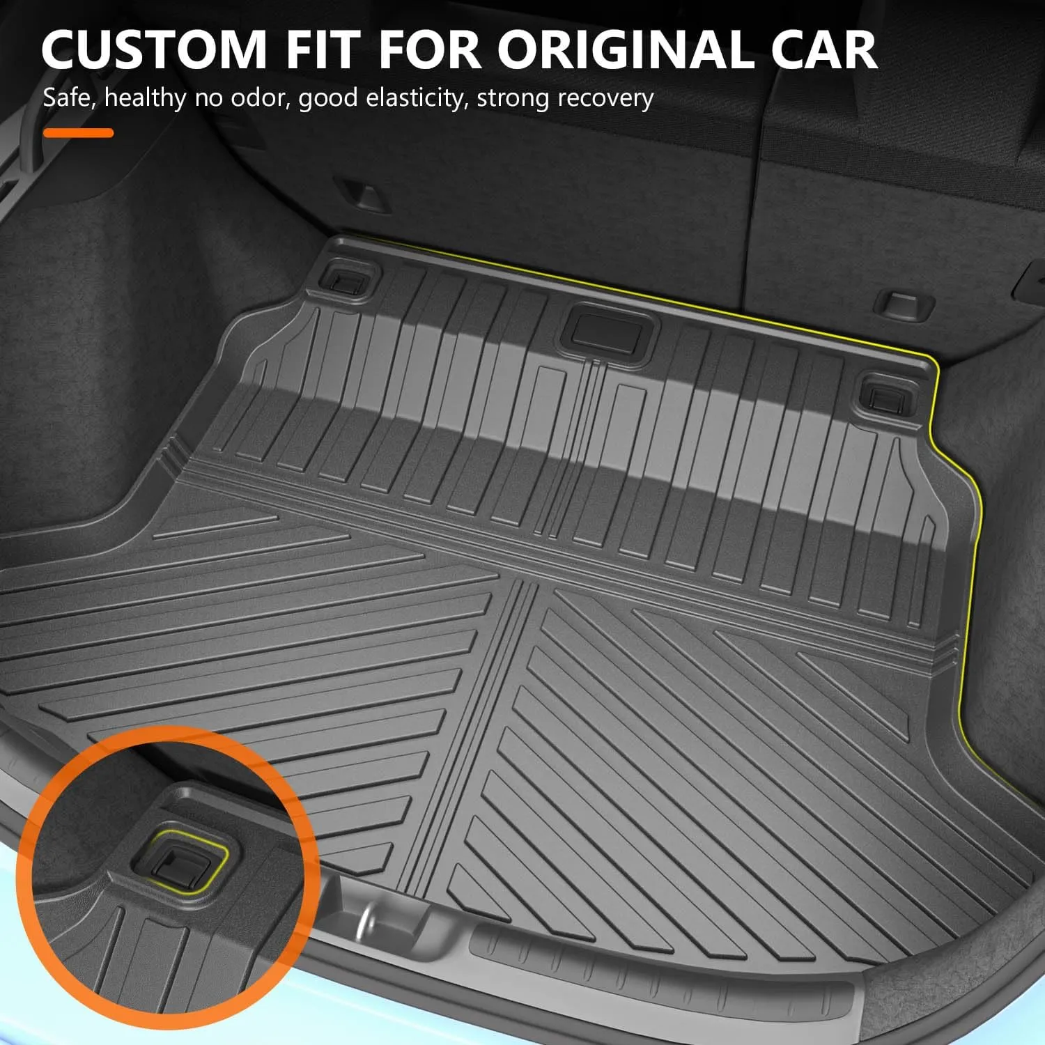 powoq Trunk Mat Compatible with 2022-2025 Honda Civic Hatchback Cargo Liner TPE Trunk Liner Cargo Mat Replacement for 2022 2023 2024 2025 Honda Civic Accessories (Fit Hatchback, Rear Trunk Mat)