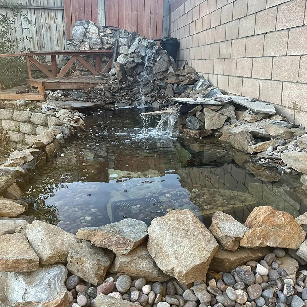 Preformed Pond Liner Fish Ponds Lining Underlayment Large HDPE Tarpaulin 10x10ft 13x26ft 26x43ft 49x49ft Anti-Seepage Membrane for Garden Fountain Waterfall Backyard Reservoir(4x8.0m(13x26ft))