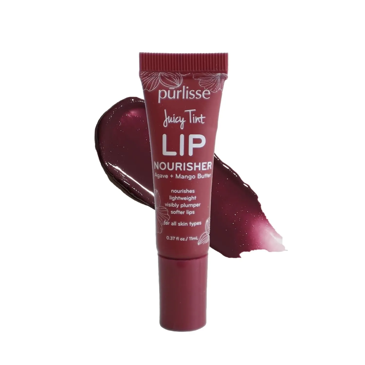 pürlisse Juicy Tint Moisturizing Tinted Lip Balm for Women - Hydrating Lip Treatment for Dry Cracked Lips - Enriched with Shea Butter & Jojoba Oil for Plumper Soft Lips - Berry Shine (.38 oz)
