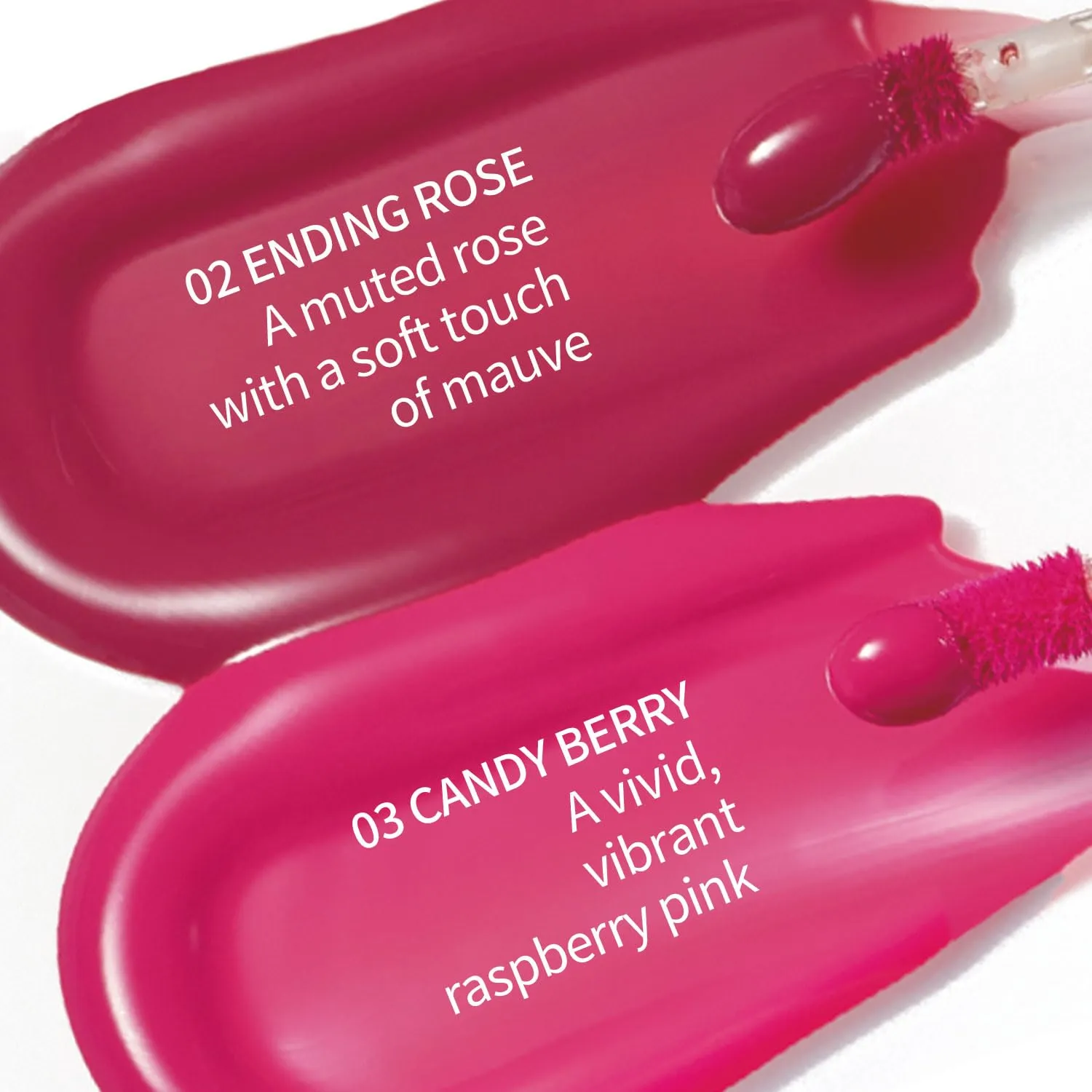Pudding Glow Korean Lip Tint | Natural Lip Stain | Gloss to Stain | Long-Lasting & Non-Sticky | Lightweight Lip Tint 0.14 oz. (02 ENDING ROSE 03 CANDY BERRY)