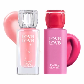 Pudding Glow Korean Lip Tint (03 CANDY BERRY)   Crystal Dewy Lip Gloss (01 PINK DOLPHIN) | K-Beauty Lip Duo | Long-Lasting & Glossy | Everyday Lip Combo | Lip Glow Set