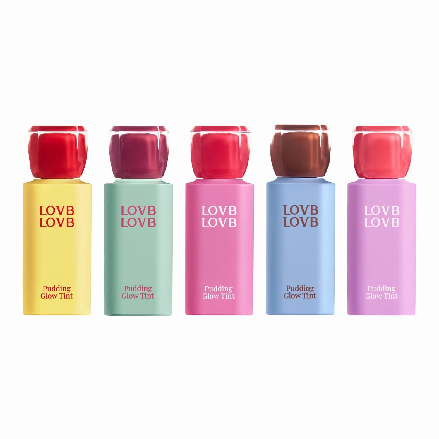 Pudding Glow Korean Lip Tint 5EA SET | Long-Lasting Lip Gloss Tint for Glowy | Moisturizing | High Pigmented | Non-Sticky Glossy Lip Stain 0.14 Oz*5