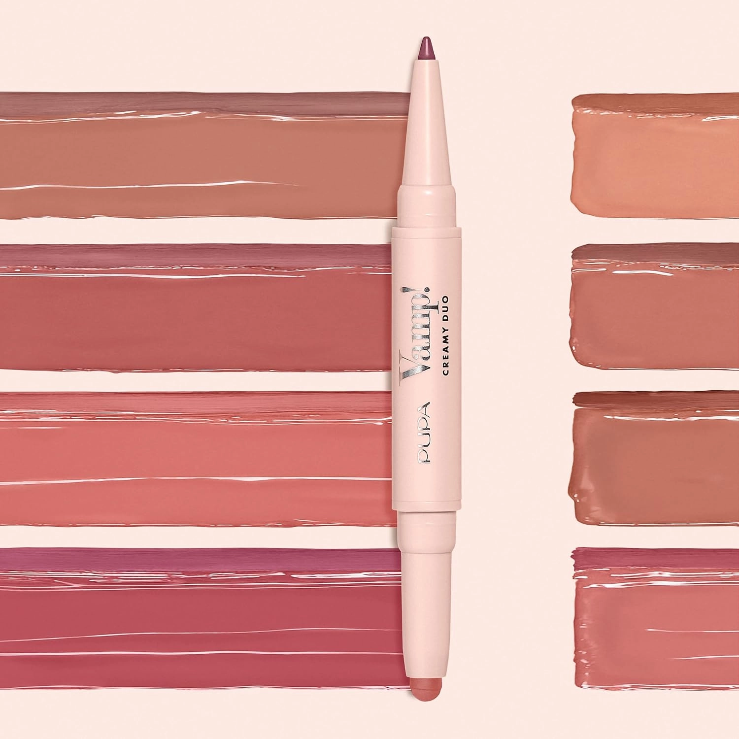Pupa Milano Vamp! Creamy Duo, 008 Vintage Rose, 1 Pc - 2 in 1 Lipstick and Lip Pencil - Long Lasting - Lightweight - No-Transfer - Smooth Texture - Highly Pigmented