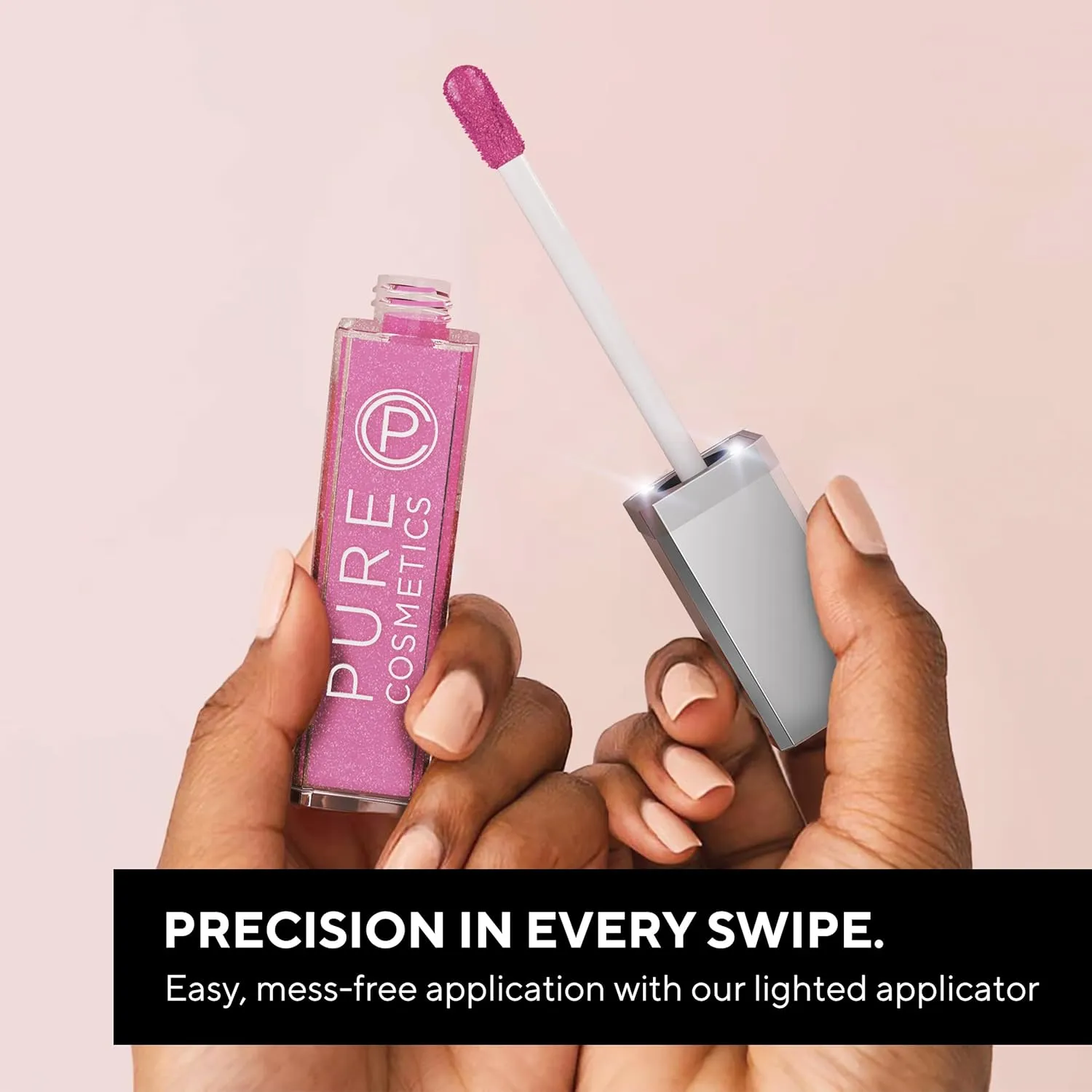 Pure Cosmetics Pure Illumination Lip Gloss - LED-lit Applicator w/Side Mirror - Non-Sticky, Moisturizing & Hydrating Lip Glosses - Soothes & Protects Dry Chapped Lips (Interstellar)