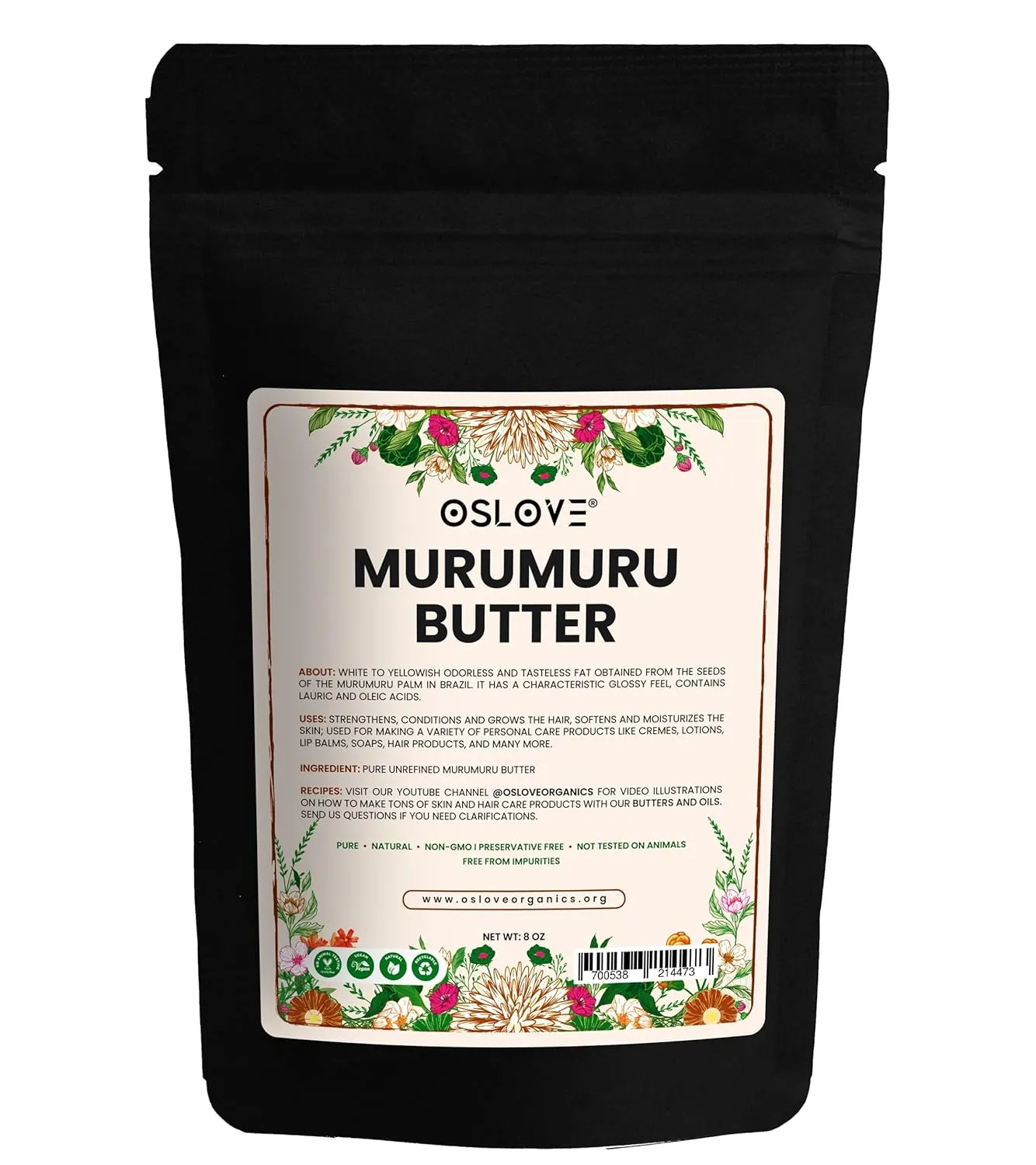 Pure, Natural and Unrefined Murumuru Butter - Soft silky butter for lotions, whipped body butters/souffles, lip balms, salves | 8oz