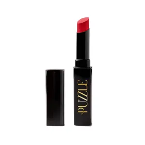 PUZZLE Satin Lipstick | Creamy, Long-Lasting, Moisturizing, Weightless, Cruelty-Free, Vegan, Paraben-Free, Medium Pigment Color (SOS | Red)