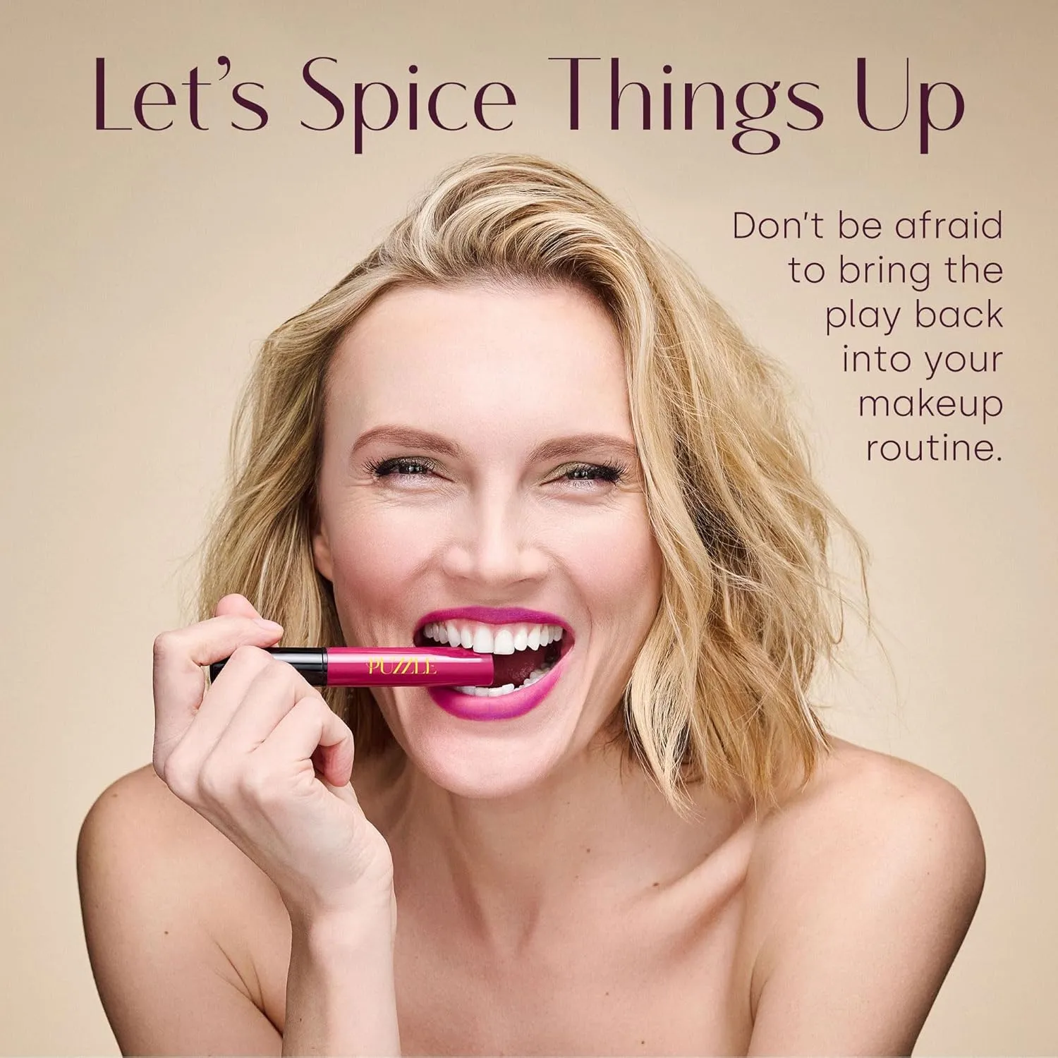 PUZZLE Satin Lipstick | Creamy, Long-Lasting, Moisturizing, Weightless, Cruelty-Free, Vegan, Paraben-Free, Medium Pigment Color (Tease | Watermelon)