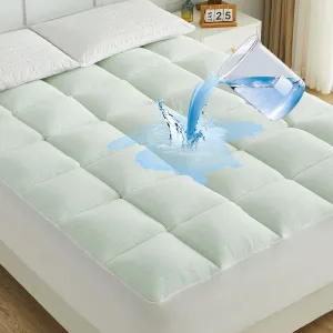 QUIETSEA Queen Mattress Topper Shredded Memory Foam Mattress Topper, Bamboo Viscose Waterproof Mattress Pad Queen, Noiseless Waterproof Mattress Cover with Deep Pocket up to 21"(60" x 80", White)
