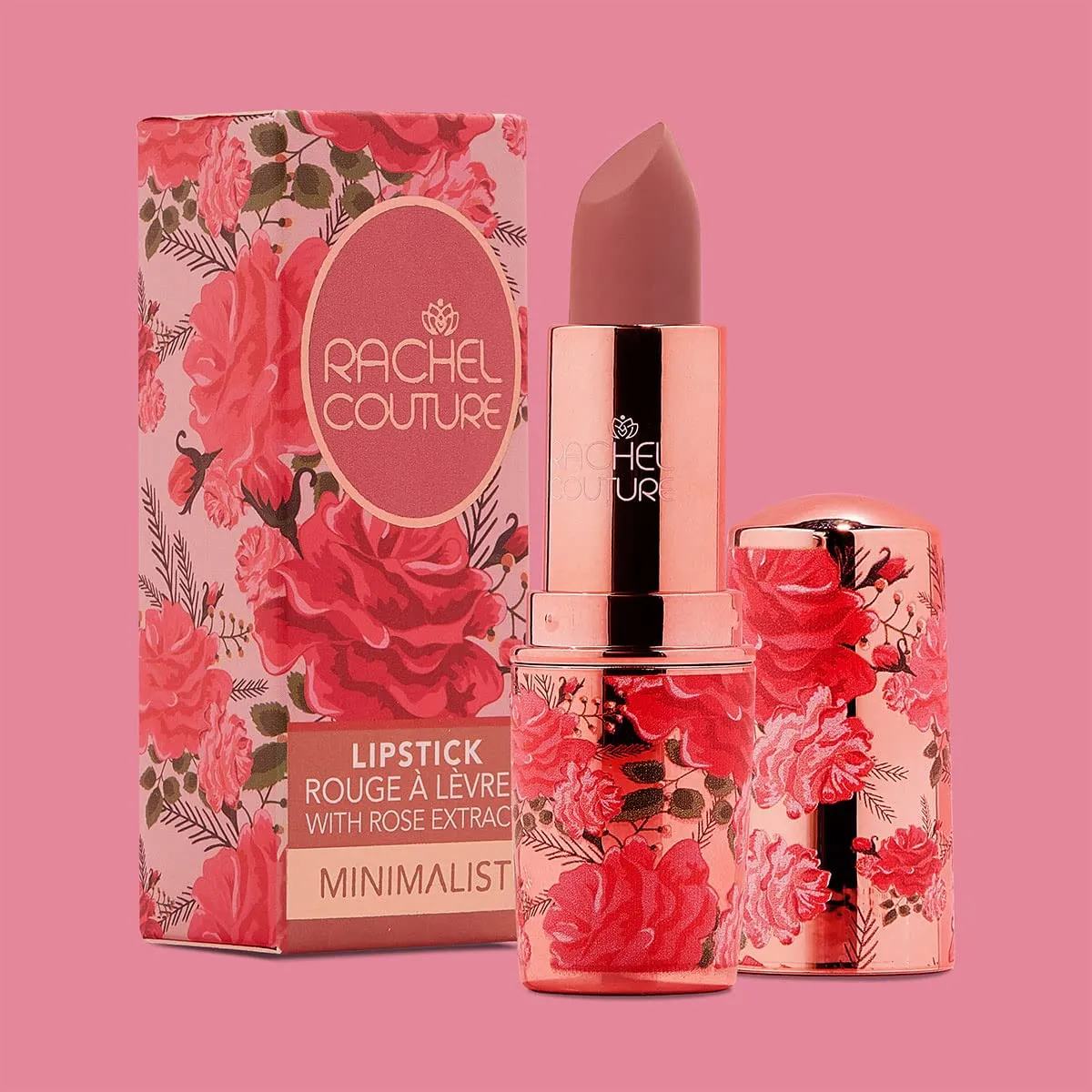 Rachel Couture Matte Lipstick with High Impact Color | Vegan & Cruelty Free | Infused with Rose Extract - 0.12 Oz - Minimalist