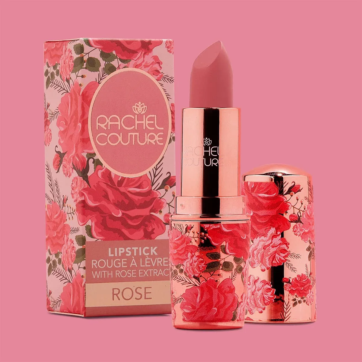Rachel Couture Matte Lipstick with High Impact Color | Vegan & Cruelty Free | Infused with Rose Extract - 0.12 Oz - Rose