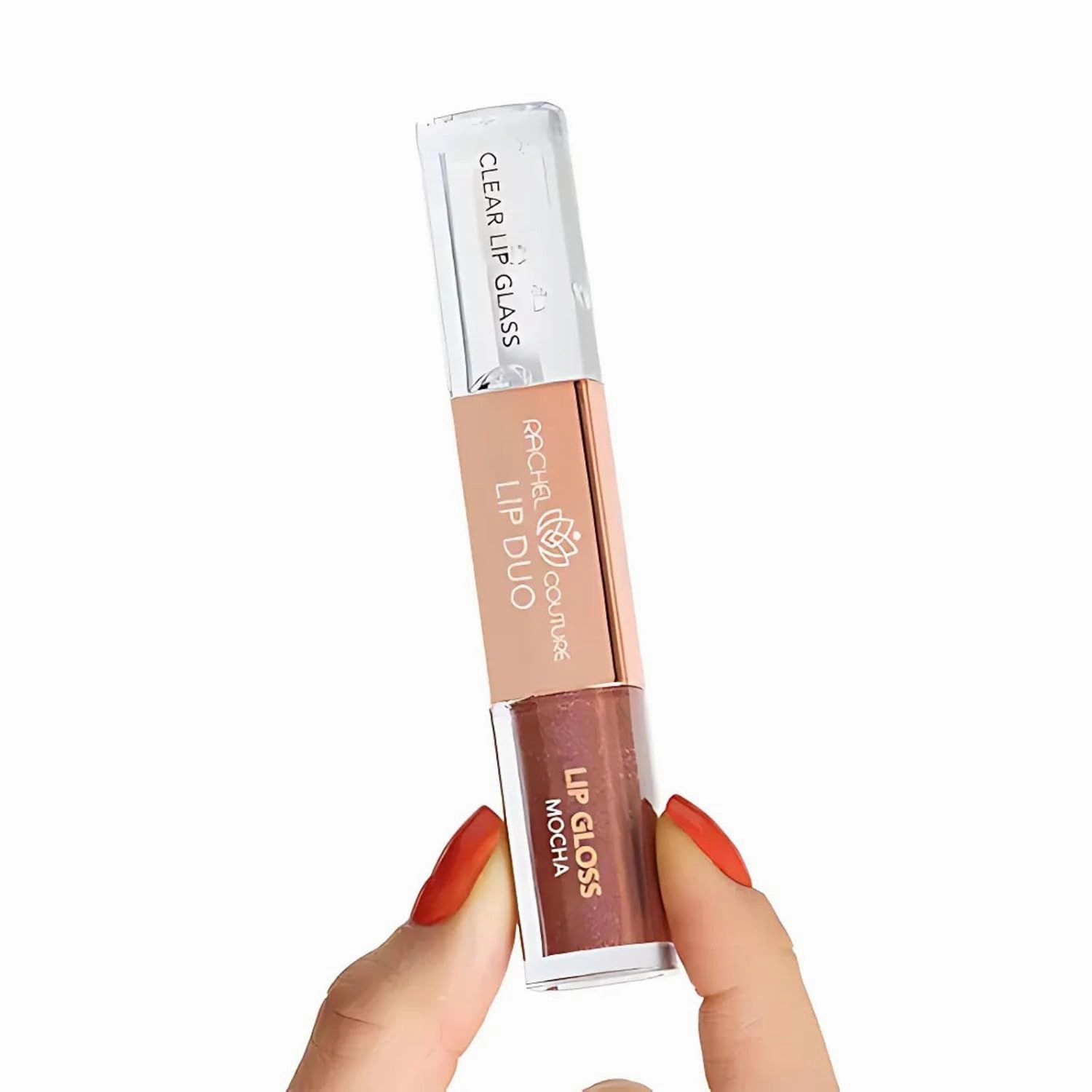 Rachel Couture Lip Duo Sheer Lip Gloss & Clear Lip Glass | Non-Sticky, Vegan Formula | Cruelty-Free, Non-Toxic - Mocha