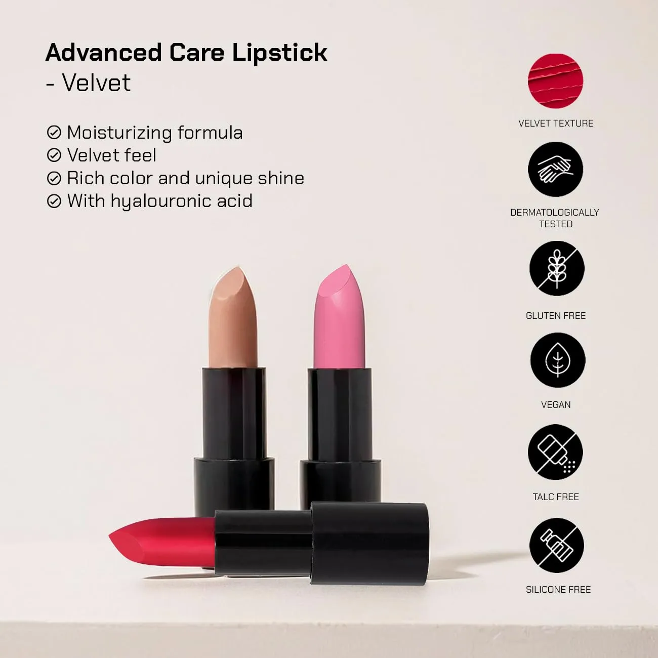Radiant Professional Advanced Care Lipstick - Ultra Nourishing, Moisturizing Long Lasting Matte Lipstick With Vitamin E- UVA UVB Filters - VELVET (17 RED – CLASSIC TRUE RED)