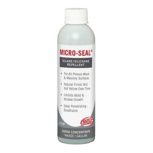 RAIN GUARD PRO CR-0359 MICRO-SEAL 6 oz Concentrate Makes 1 Gallon -Clear Natural Finish -All Purpose Deep Penetrating Water Repellent Protection For Wood, Concrete and Masonry Surfaces - Pro Approved