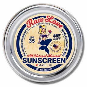 Raw Love Reef Safe Sunscreen SPF 30   5 (35) for Face & Body, Mexico & Hawaii 104 Reef Act Approved Biodegradable Sun Screen Travel Size, Water Resistant, Natural, 98% Organic Mineral Zinc Oxide, 2 Oz