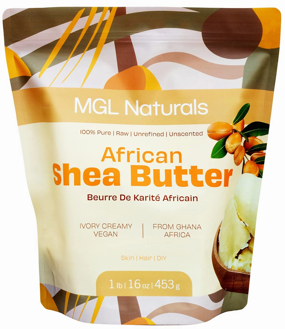 Raw Unrefined Shea Butter Ivory 1 lb, African, 100% Pure, Raw, Unrefined, Grade A. Nourish and moisturize the skin and hair. Use alone or DIY recipes. From Ghana, West Africa. (16oz)