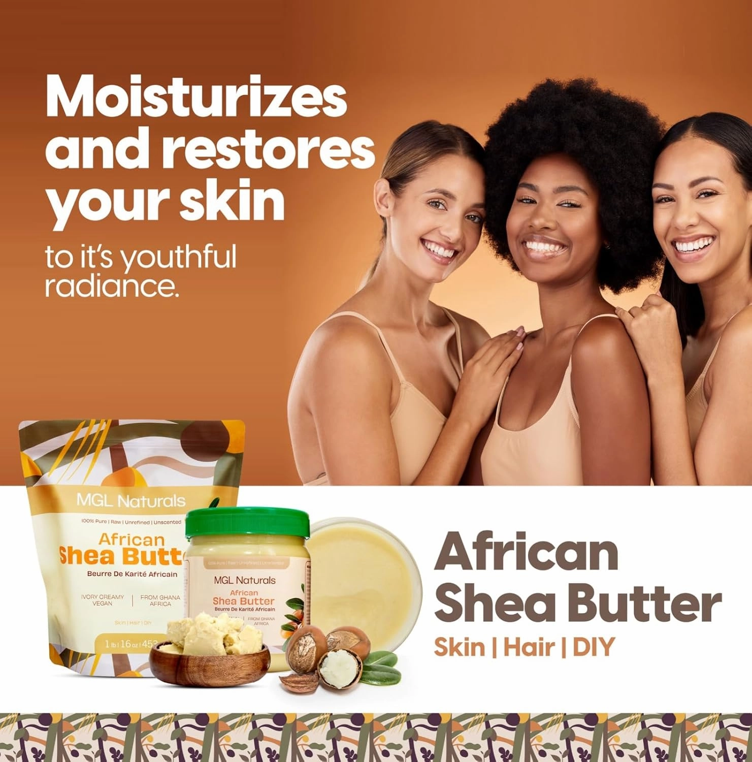 Raw Unrefined Shea Butter Ivory 1 lb, African, 100% Pure, Raw, Unrefined, Grade A. Nourish and moisturize the skin and hair. Use alone or DIY recipes. From Ghana, West Africa. (16oz)