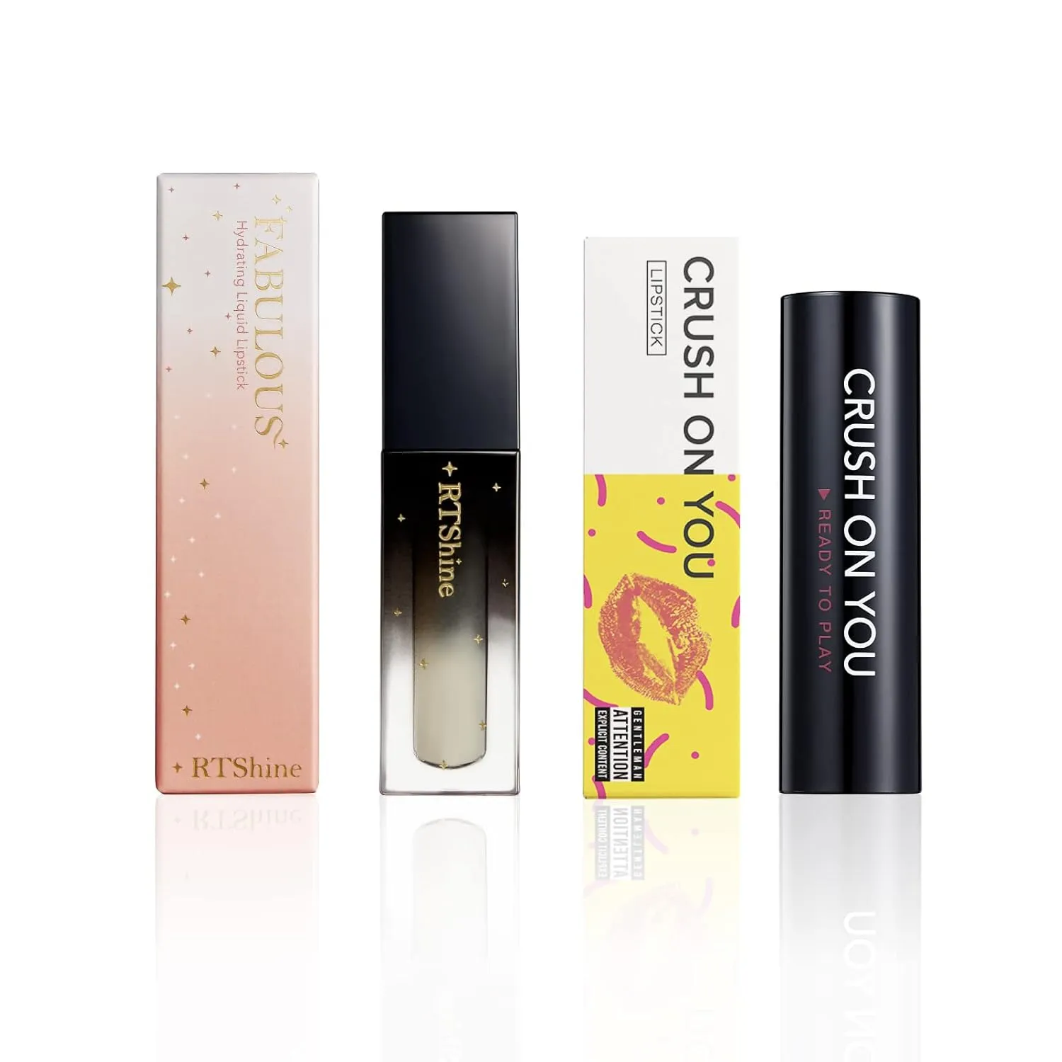 READY TO SHINE Matte Vegan Creamy Satin Lipstick and Clear Lip Glow Set-CRUSH ON YOU (302-Close to You 100-Love Yourself)