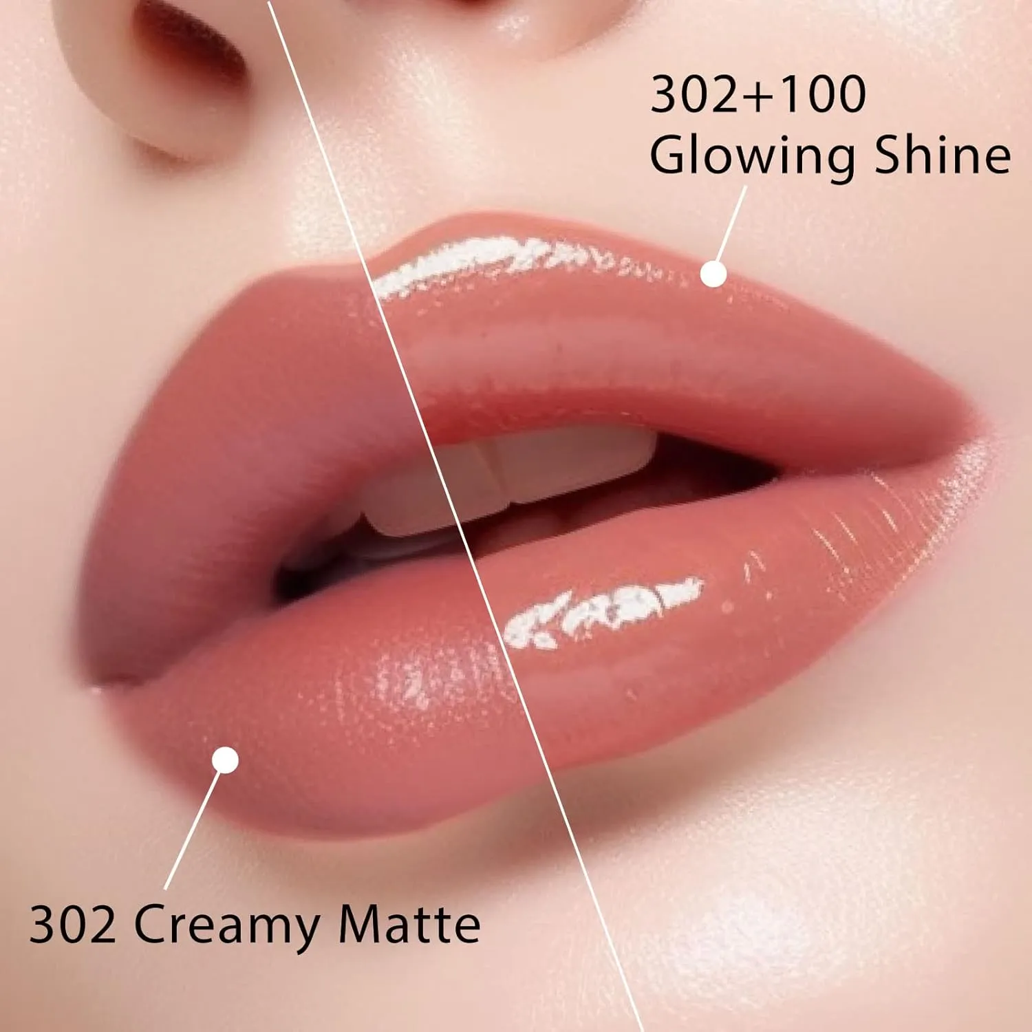 READY TO SHINE Matte Vegan Creamy Satin Lipstick and Clear Lip Glow Set-CRUSH ON YOU (302-Close to You 100-Love Yourself)