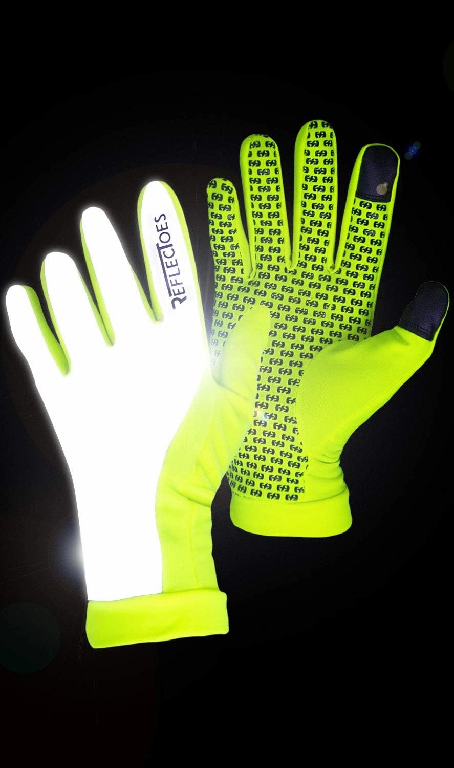 Reflective Running Gloves - Touchscreen - Lightweight Hi Vis Winter Running Gear Cold Weather Jogging at Night