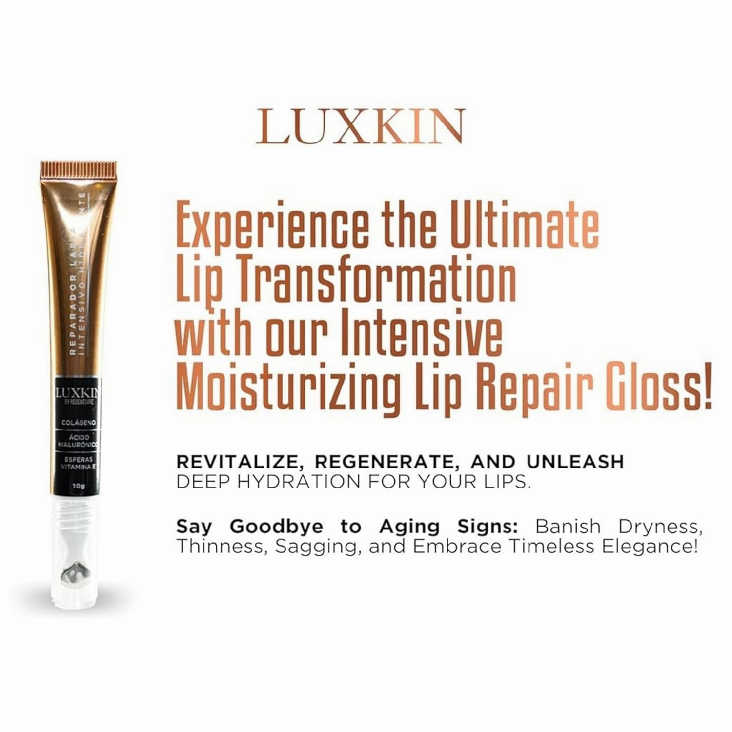 Regenecare LUXKIN Lip Repair | Deep Hydration Lip Plumper Peptides for Fuller Lips