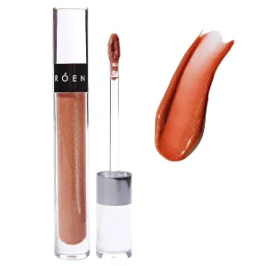 RÓEN Natural Kiss My Liquid Lip Balm Shimmer | Vegan, Cruelty-Free, Clean Makeup (BOWIE - Shimmery Nude-Rose)