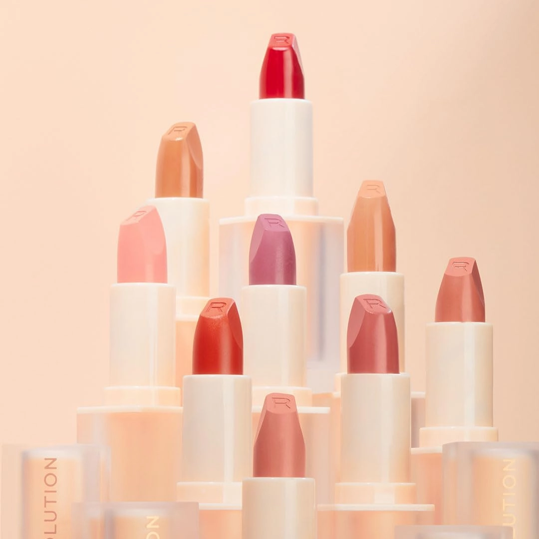 Revolution, Lip Allure Soft Satin Lipstick, Highly Pigmented & Smudge Proof, Long Lasting Creamy Satin Finish, Contains Vitamin E, Vibe Red, 0.11 oz (Pack of 2)