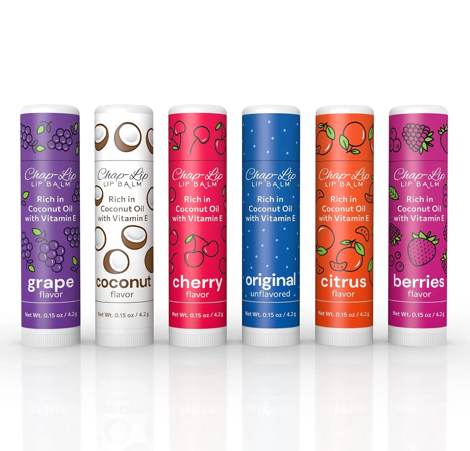 Rich in Coconut Oil & Vitamin E - Moisturizing, Ultra Conditioning & Hydrating - Total Lip Moisturizer & Lip Therapy Treatment - Happy Holidays 6 Flavor Assortment, 48 Count