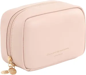 RIGHT AWAY Makeup Bag,Travel Cosmetic Bag Organizer with Zipper,Waterproof Toiletry Bags Makeup Pouch for Purse, Small Make Up Bag &Cases with Compartments for Women Girls（Pink）
